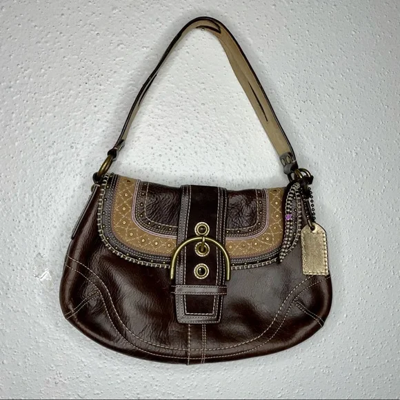 VTG COACH BOHO 90 Y2k Leather & Suede Brown Soho flap 10479  VERY RARE Bag - Picture 6 of 13